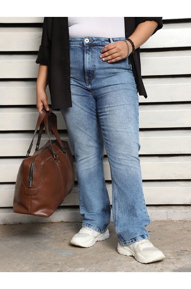 Plus Size High Rise Faded Jeans