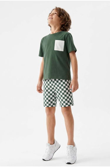 Green Printed Knitted Bottom - Top Set