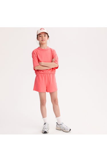 Elasticated Short Sleeve T-Shirt with Crew Neck
