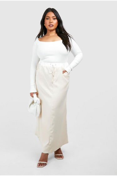 Plus Waistband Detail Maxi Skirt