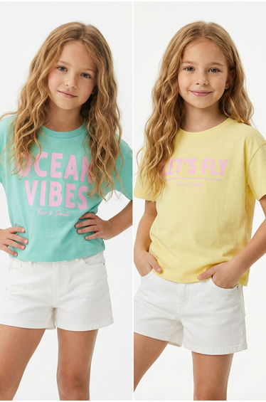 Yellow-Green Printed Knitted T-Shirt