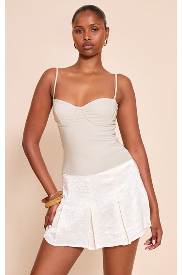 Stone Woven Stretch Strappy Cami Top