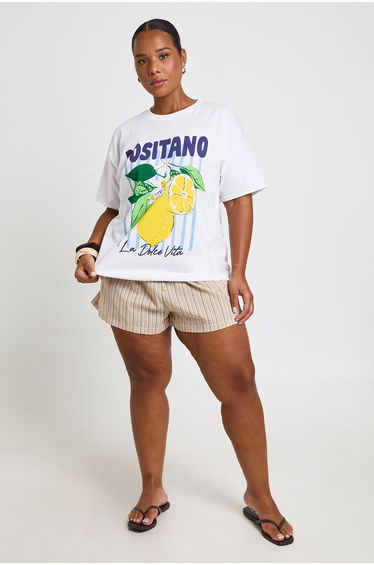 Plus Positano Printed T Shirt - white