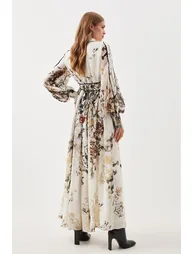 Lydia Millen Petite Viscose Floral Boarder Print Maxi Dress - 2