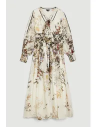Lydia Millen Petite Viscose Floral Boarder Print Maxi Dress - 3