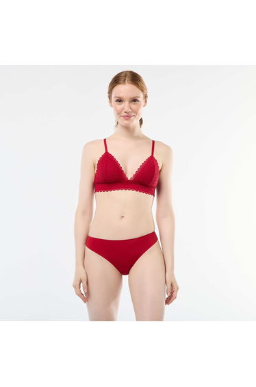 Lace Triangle Bra RED