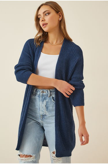 Women's Cobalt Blue Thessaloniki Knitting Basic Knitwear Cardigan