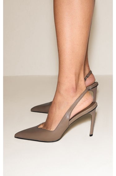 Mushroom Pu Slingback Heeled Court Shoe