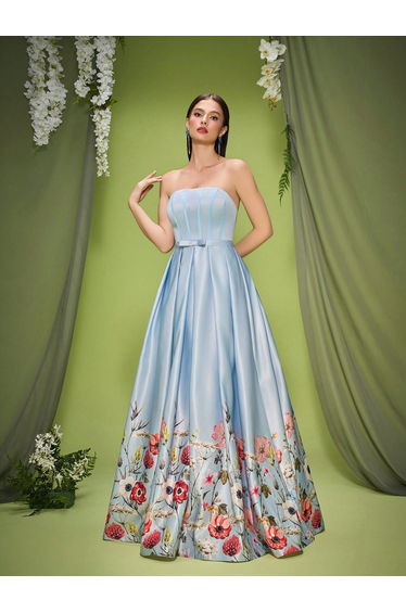 Leely Elegant Strapless Sleeveless Evening Gown
