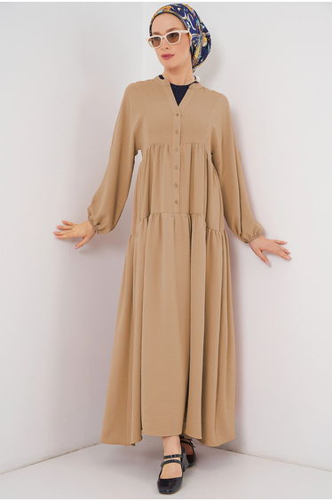 BDART V-Neck Button Closure Relaxed Fit Maxi Dress