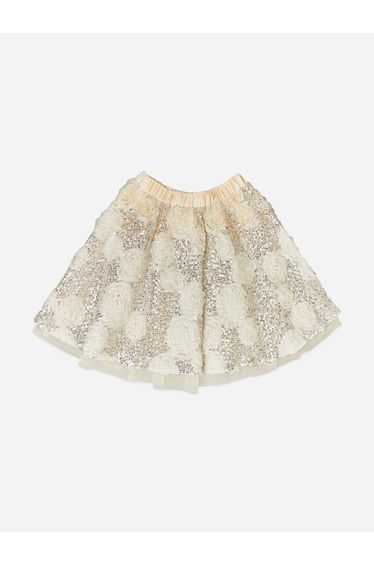 BCBGMAXAZRIA Girls 3D Flower Sequin Skirt in Grey