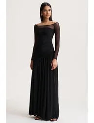 فستان كلوب ال لندن أسود ماكسي بقصة ميرمايد بلا أكتاف - 2