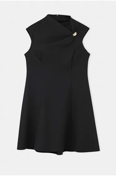 فستان ترينديول كيرف أسود قصير - للمقاسات الكبيرة