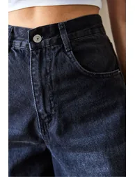 Women's Wide Leg Baggy Denim Trousers - 4