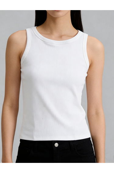 White Solid Padded Tank Top