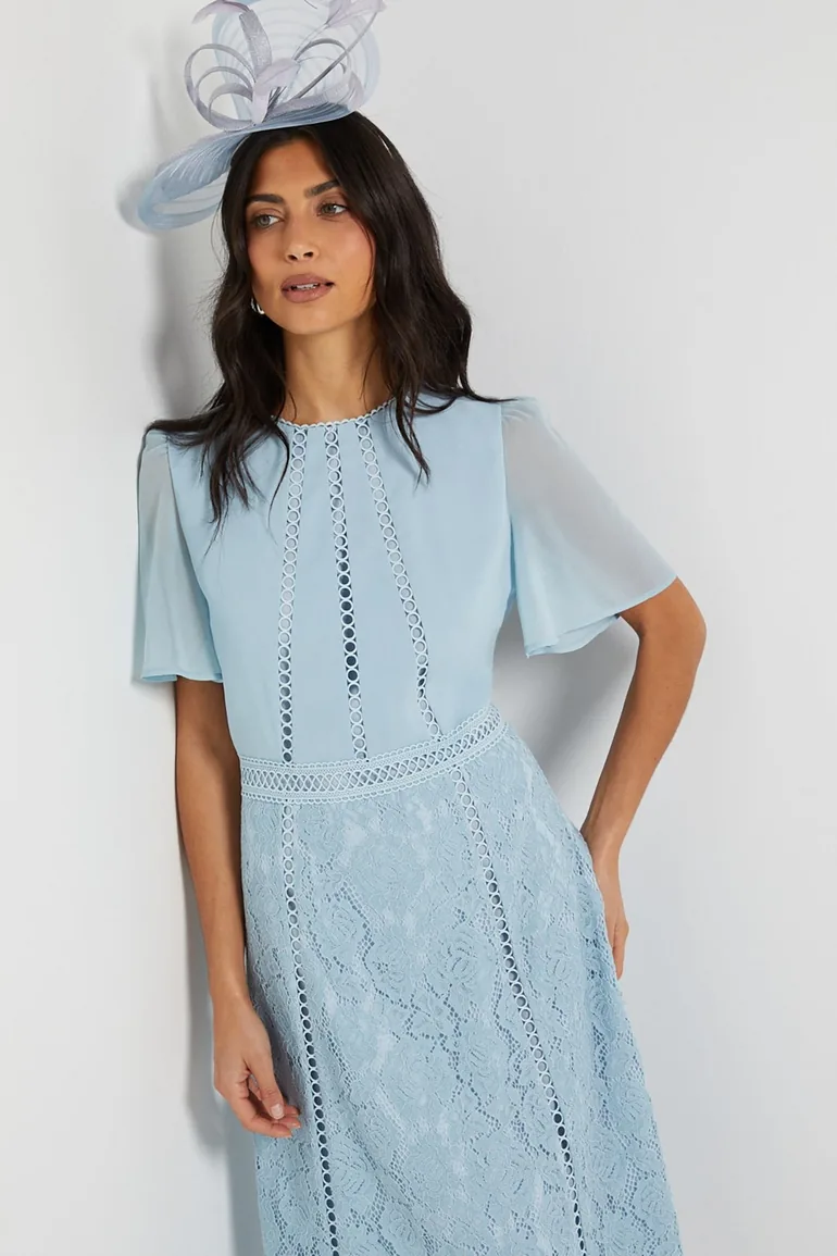 فستان ميدي بتداخل دانتيل منقط - 3