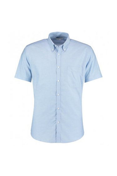 Kustom Kit Mens Slim Fit Short Sleeve Oxford Shirt - Light Blue