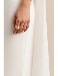 Alina | White Bandeau Maxi-Dress With Cape - 7