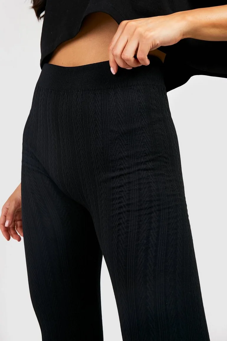 Cable Knit Seamless Supersoft Leggings - black - 3