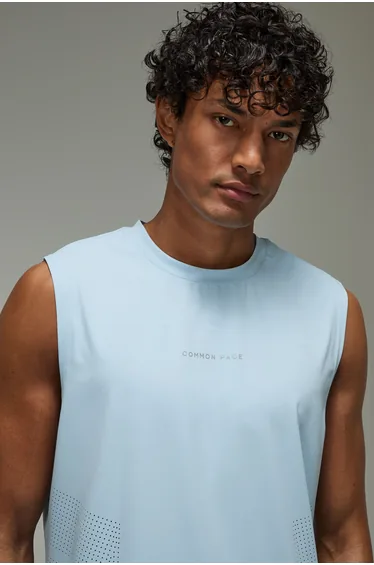 Common Pace Running Perforated Regular Fit Tank - light blue