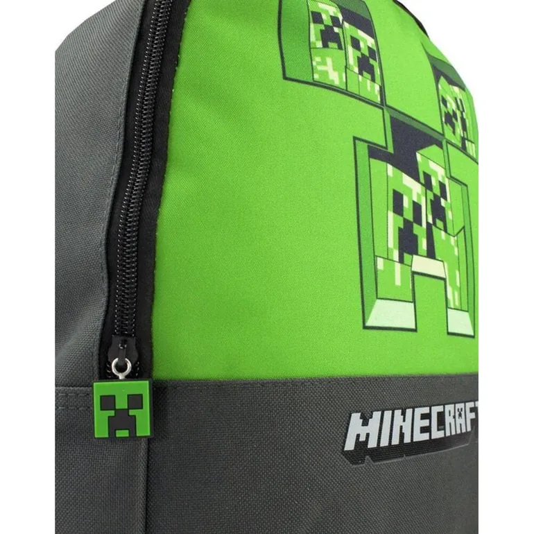 Minecraft Pixel Creeper Backpack - Grey/Green - 3