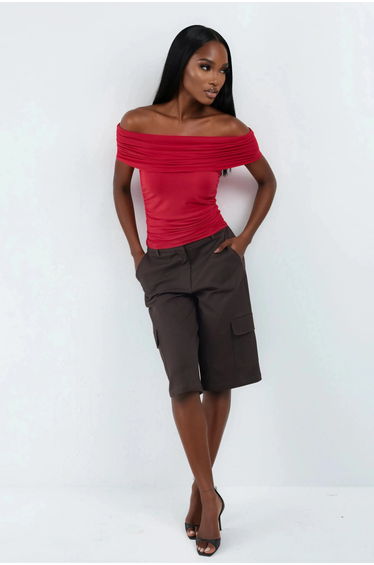 BUSEM Off Shoulder Drape Blouse