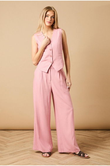 Linen Wide Leg Tailored Trouser
