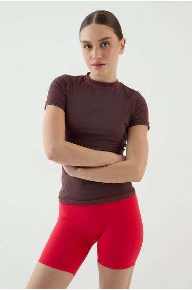 DSGN Studio Piping Detail Fitted Top - chocolate