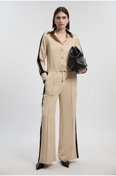 Twill Contrast Hardware Collared Woven Shirt