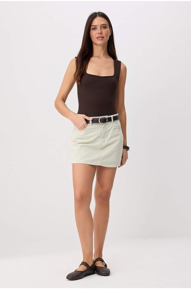 Mint 100% Cotton High Waist Denim Shorts Skirt