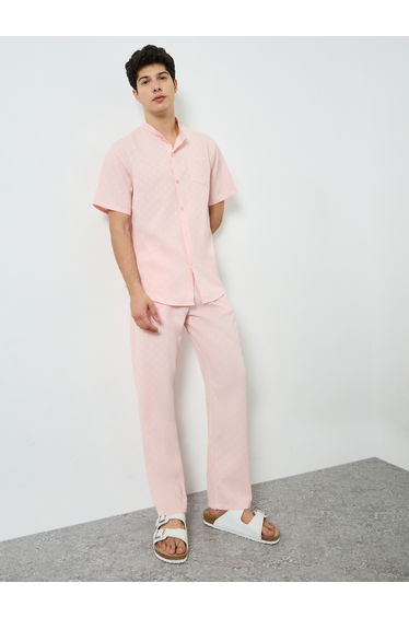 Men Light Pink Shirt and Trousers Co-Ords