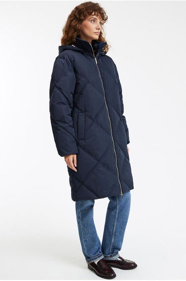 Mid-Length Padded Jacket with Removable Hood