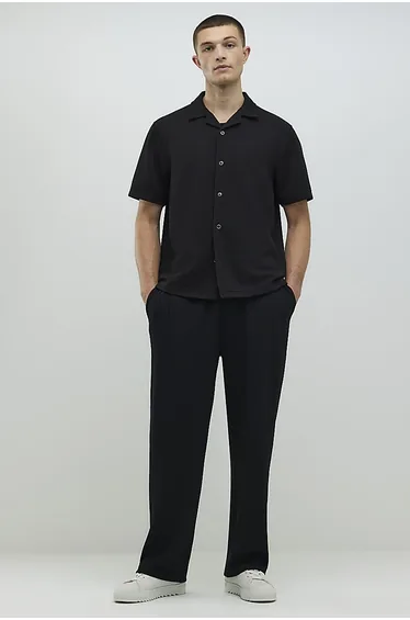 Black Slim Fit Revere Shirt