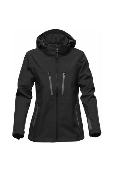 Stormtech Womens/Ladies Patrol Hooded Soft Shell Jacket - Black/Carbon