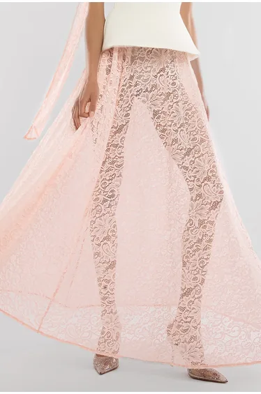 Goddiva Floral Lace A-Line Maxi Skirt