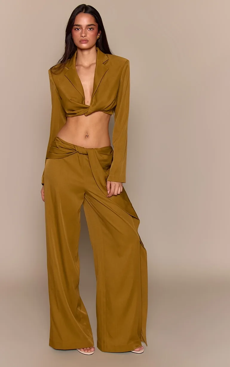 Chartreuse Twist Detail Trousers - 1