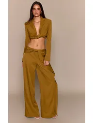 Chartreuse Twist Detail Trousers - 1