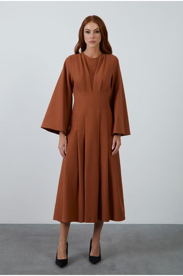 Bicycle Neckline Midi-Length Taba Dress
