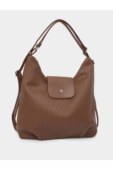 Brown Textured Shoulder Bag
