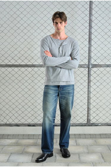 GIESTO Long Sleeve Button Collar Comfort Fit T-Shirt
