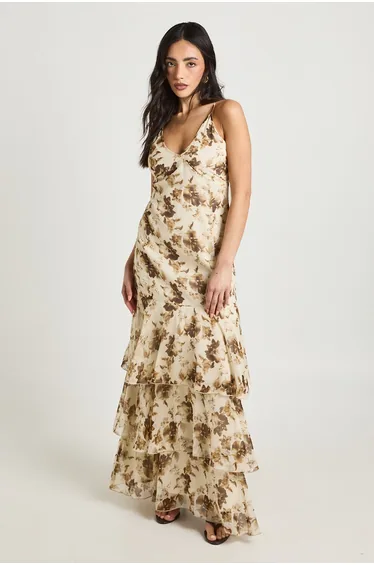 فستان بوهو شيفون متعدد الالوان بطبعة أزهار