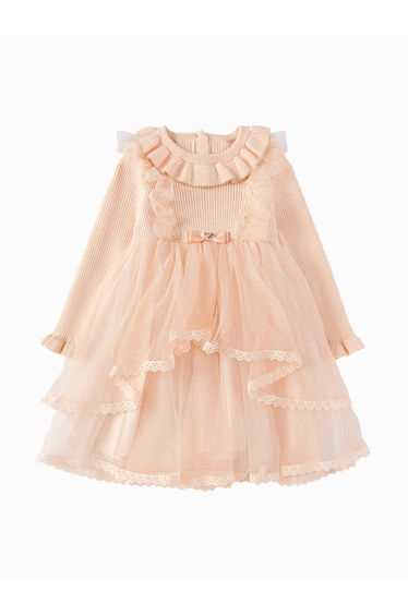 Girls' Layered Tulle Dress with Bow