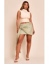 Shape Pale Lime Tailored Drape Side Mini Skirt - 1