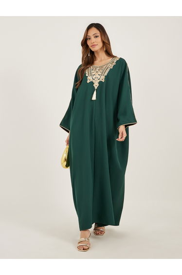 Lace Detail Round Neck Kaftan