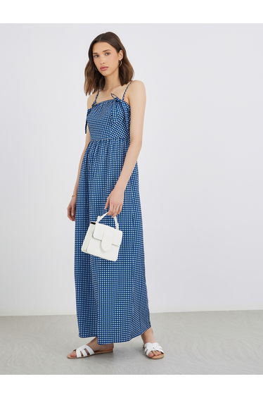 Plaid Sleeveless A-Line Maxi Dress with Square Neck