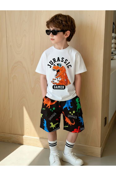 Kids Graphic Print T-Shirt and Shorts Set