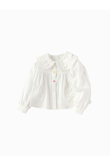 Girls' Shirt With Embossed Butterfly Collar