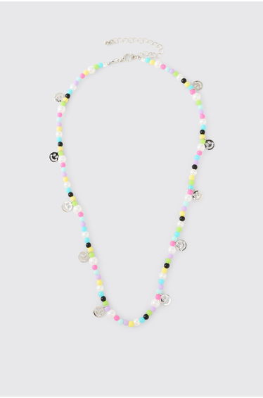 Multi Smiley & Bead Necklace - multi