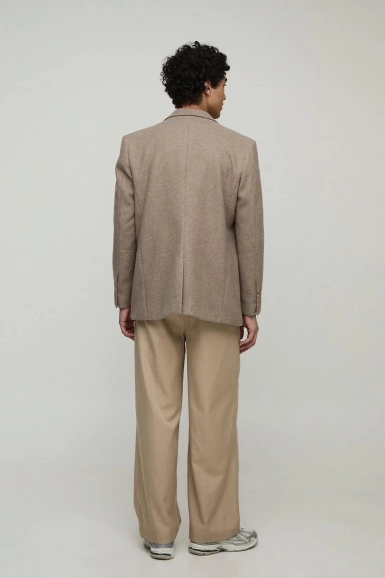 Relaxed Fit Melton Single Breasted Blazer - stone - 1