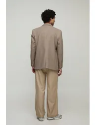 Relaxed Fit Melton Single Breasted Blazer - stone - 1